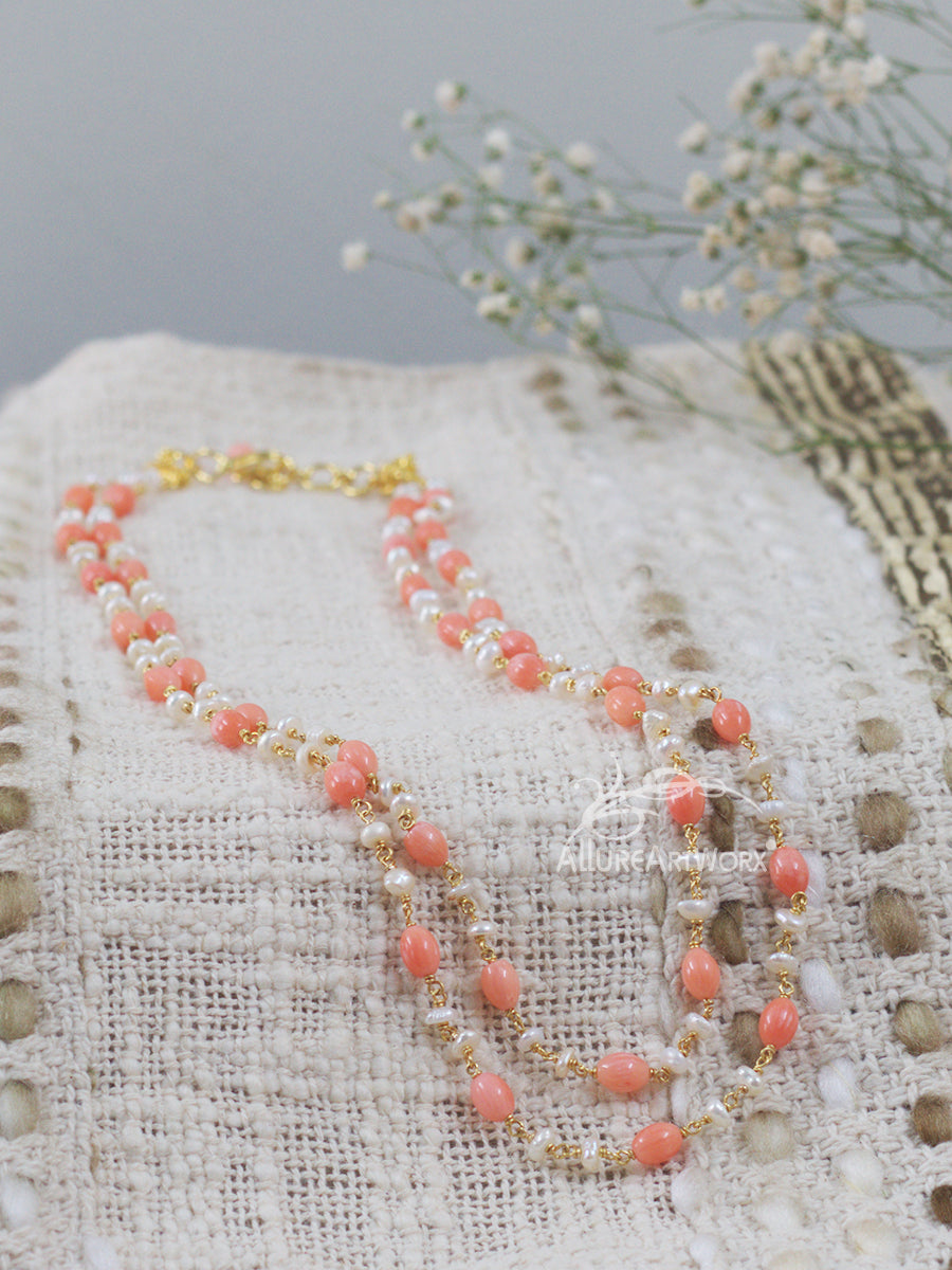 Coral Pearl Neckpiece